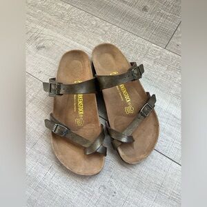 Birkenstock Mayari Metallic Brown Leather Sandals Size EU 39 NWOT